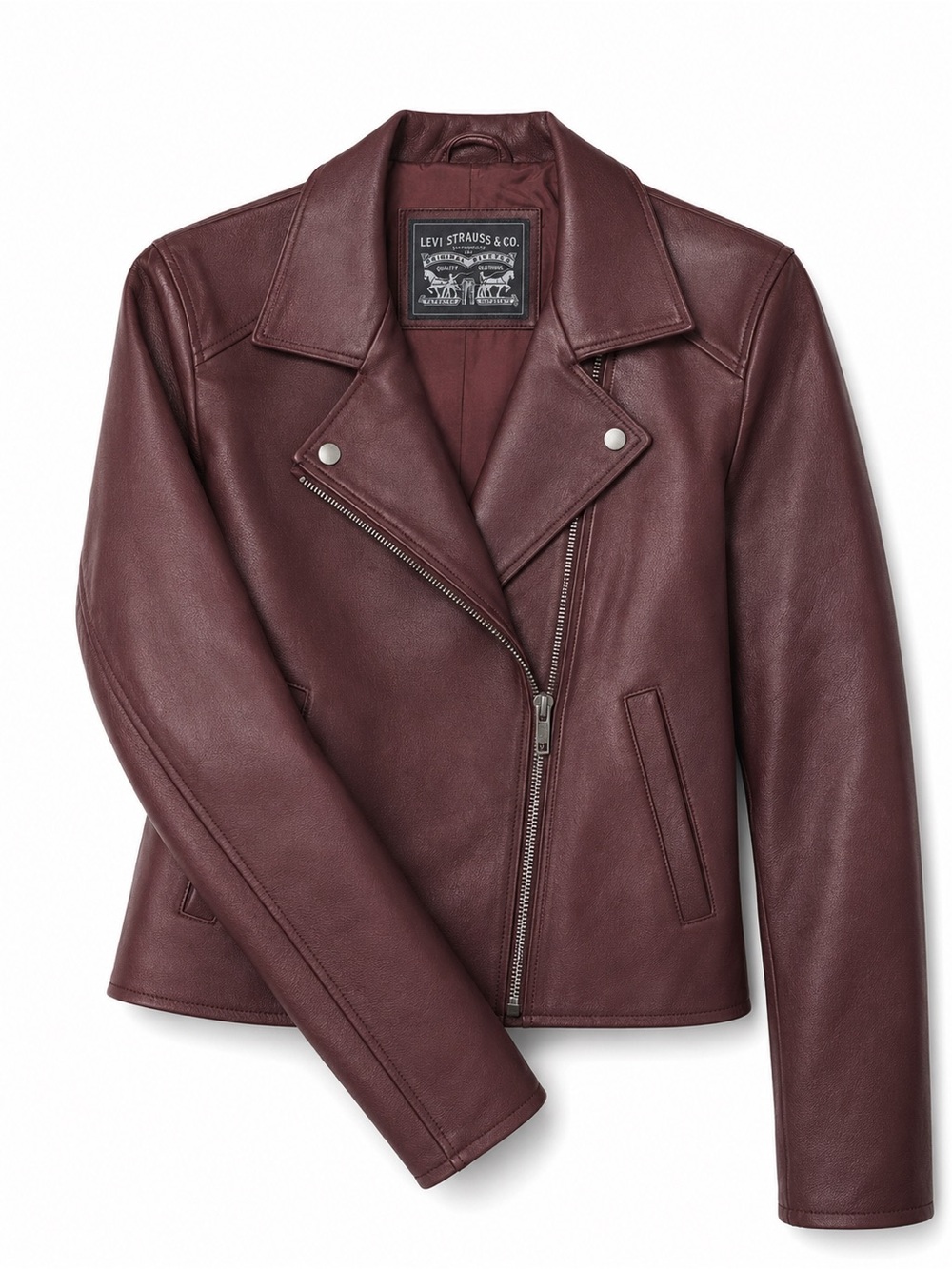 Levi's Women's Maroon Leather Jacket - Picture 2 of 3